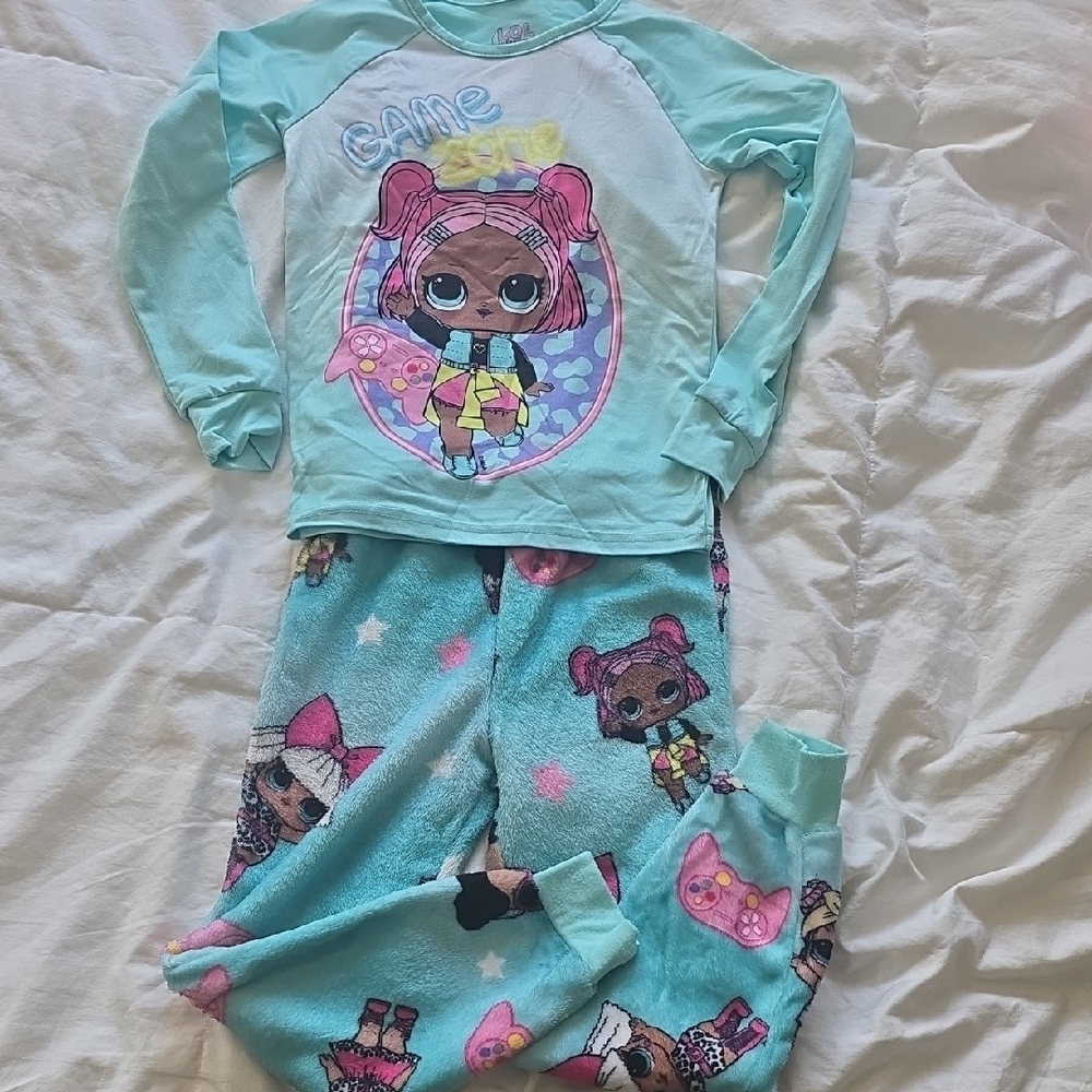 Kids Pajamas with Doll Print - Blue
